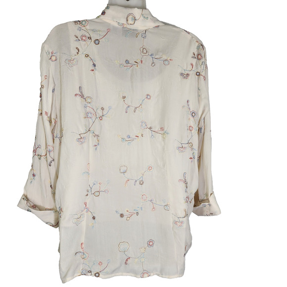 Vtg Apparenza Women 2Pc Tank Shirt M Button Floral Embroidered 3/4 Cuffed Sleeve - Picture 2 of 13